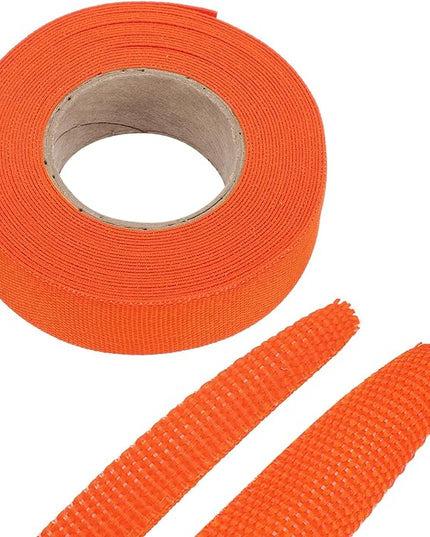 MECCANIXITY Braided Cable Sleeves Heat Shrinkable Fabric Sleeving, 7/8" 26ft Orange 2:1 Ratio Heat Shrinkable Cord Protector for Harness Cable, Network Cable Protection, Cable Management