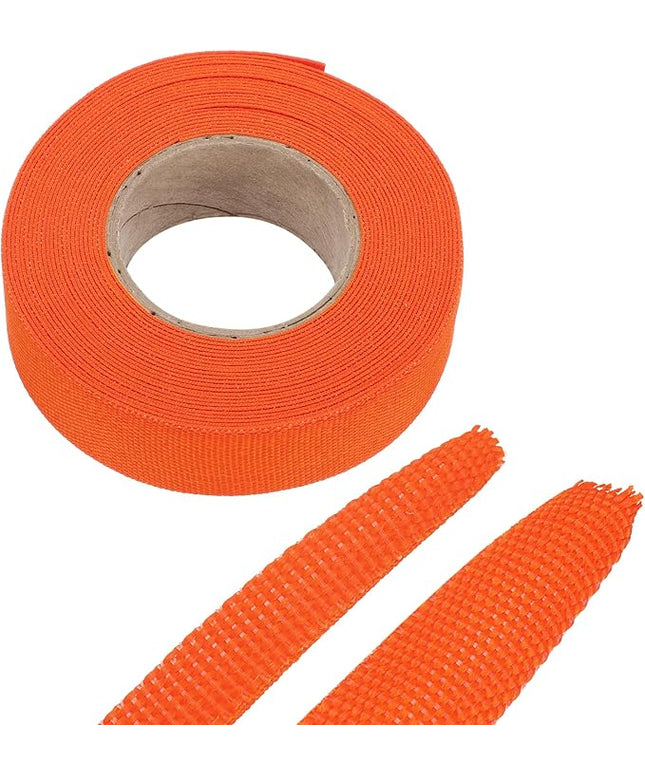 MECCANIXITY Braided Cable Sleeves Heat Shrinkable Fabric Sleeving, 7/8" 26ft Orange 2:1 Ratio Heat Shrinkable Cord Protector for Harness Cable, Network Cable Protection, Cable Management