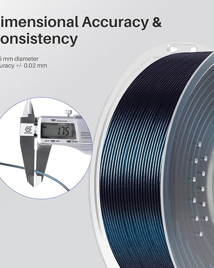 ELEGOO 250g Silk PLA Filament Bundle 1.75mm, 4 Colors 3D Printer Filaments Dimensional Accuracy +/- 0.02mm, 4 Pack 250g Spool, Silk Gold/Silk Silver/Silk Bronze/Galaxy Black