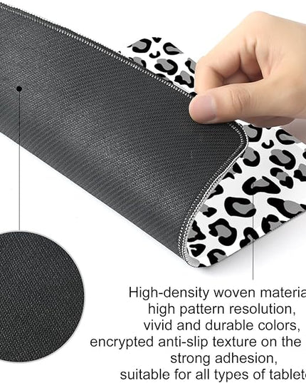 Snow Leopard Print Square Mouse Pad,Non-Slip Rubber Base Mouse Pad,Home Office Decoration Desktop Accessory,Laptop Mouse Pad for Office Laptops,9.4x7.8x0.12in