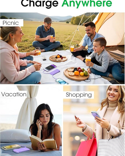 TG90° Portable Charger,10000mAh Power Bank Built-in Cables and AC Wall Plug,USB C Portable Bank,Travel Essentials Phone Charger Compact External Battery Pack Compatible with iPhones,iPad, Samsung
