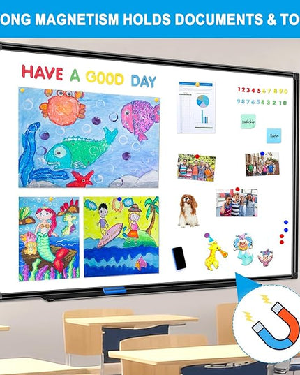 H-Qprobd 48"x24" Magnetic White Board Dry Erase Wall Mount Whiteboard - Office Home Classrooms White Board Hanging Writing Board with Black Aluminum Frame