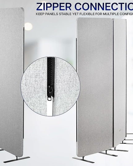 VIVO Freestanding 145 x 66 inch Privacy Panel System, Cubicle Divider, Acoustic Wall Partition, x6 24 inch Panels, Gray, PP-KIT-T145G