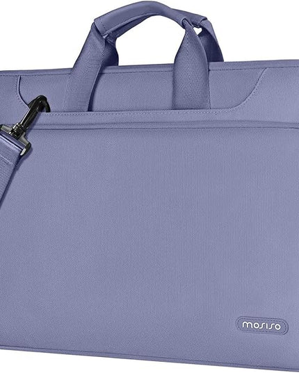 MOSISO 360 Protective Laptop Shoulder Bag Compatible with MacBook Air/Pro, 13-13.3 inch Notebook, Compatible with MacBook Pro 14 inch M5 M4 M3 M2 M1,Matching Color Sleeve with Belt, Lavender Gray