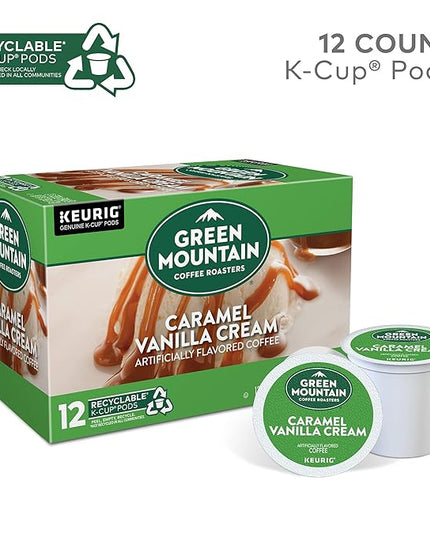 Green Mountain Coffee Roasters Caramel Vanilla Cream Keurig Single-Serve K-Cup pods, Light Roast Coffee, 12 Count