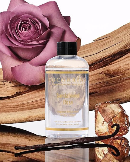 COCORRÍNA Refill - Sandalwood Rose 6.7 Fl.oz Reed Diffuser Refill with 8 Sticks
