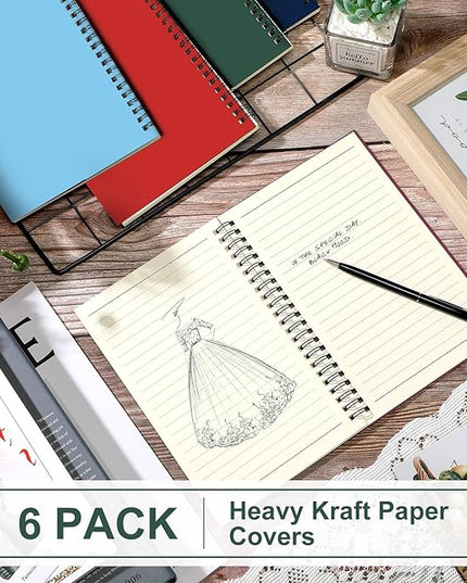 Yahenda Spiral Notebook Bulk A5 College Ruled Journals Notebooks Lined 8.3 x 5.5 Inch Note Books Writing Thick Paper Notebook for Christmas Office Business School Gifts Supplies(Trendy Colors, 6 Pcs)