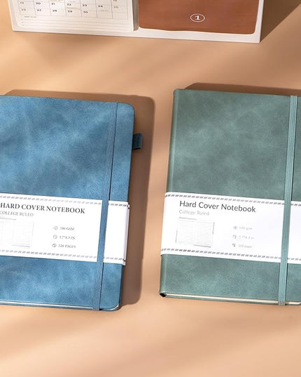 CAGIE Journals Notebooks for Women Men 2 Pack: Journaling Notebooks Journals for Writing Work Leather Diary Hardcover A5 Thick Note Taking Green& Blue