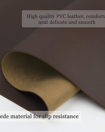 YSAGi Non-Slip Leather Desk Pad, Waterproof Laptop Computer Desk Keyboard Mat, Table Protector Blotter Mat, Large Mouse Pad for Office/Work/Home/Decor(Dark Brown, 23.6" x 13.7")