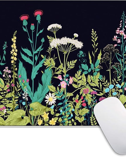 Square Mouse Pad Midnight Flowers,Personalized Premium-Textured Custom Mouse Mat Design,Washable Mousepad Cloth,Non-Slip Rubber Base Computer Mouse Pads for Wireless Mouse