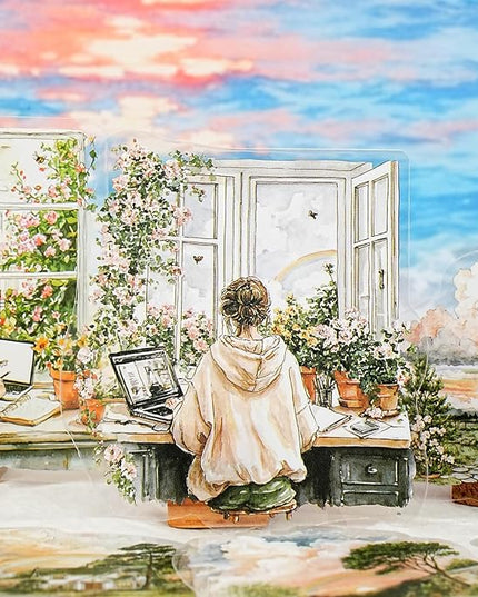 AuriicLeaf Weather Window PET Stickers, 90PCS Large Window Scenery Designs - Cozy Seasonal Views for Scrapbook Journals Planners DIY Decor