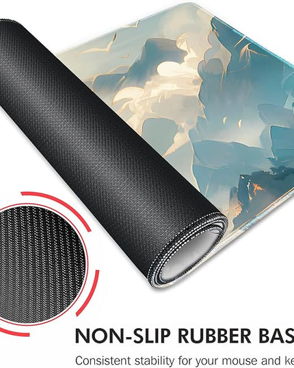 Galdas Gaming Mouse Pad XXL XL Large Long Extended Big Mousepad Non-Slip Rubber Keyboard Mouse Pad with Stitched Edges for Laptop Home Office (31.5x11.8x0.08 Inch) -Clouds