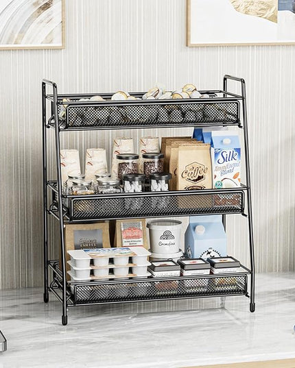 EKNITEY Bathroom Countertop Organizer Rack - 3 Tier Counter Spice Rack Metal Makeup Rack Small Perfume Vanity Organizer for Sink/Bedroom/Living Room/Kitchen/Office