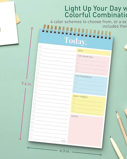 Sweetzer & Orange Daily & Weekly To Do List Notepad – Undated Work Planner & Organizer with Wish List Section, 52-Sheet Coiled Task Pad for Productivity – TURQUOISE To Do List Notebook for Work