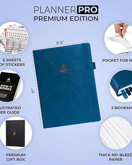 Clever Fox Planner Pro Premium – Luxurious Weekly & Monthly Planner with Budget Organizer for Productivity & Goals, Undated, A4 (Mystic Blue)