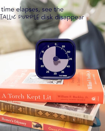 Time Timer MOD Home - Metallic Series - Individual Sized 60 Minute Visual Countdown Timer for ADHD, Adults, Students, and Pomodoro with Silent Operation (Metallic Indigo)