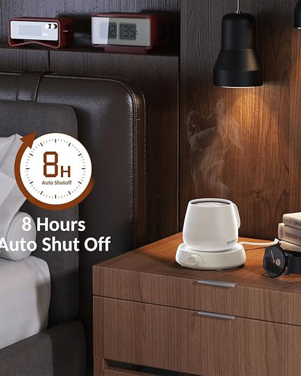 SWEETFULL Mug Warmer for Coffee and Tea Coffee Mug Warmer Set W/Mug and Lid Coffee Warmer As Coffee Gifts for Desk Office Coffee Lovers. （20W Cup Warmer Candle Warmer Auto Shut Off）