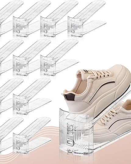 Shoe Slots Organizer for Closet,12PACK Shoe Stacker Shoe Rack Organizer for Closet Space Saver Storage Shoe Holder Organization(Transparent)