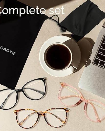 Gaoye Blue Light Blocking Glasses - Trending Round TR90 Frames, Metal Arms, UV400 Protection - Matching Soft Case