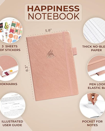 Clever Fox Happiness Notebook – Daily Positivity Journal for Women with Prompts & Positive Quotes – Affirmation & Self Esteem Gifts (Rose Gold)