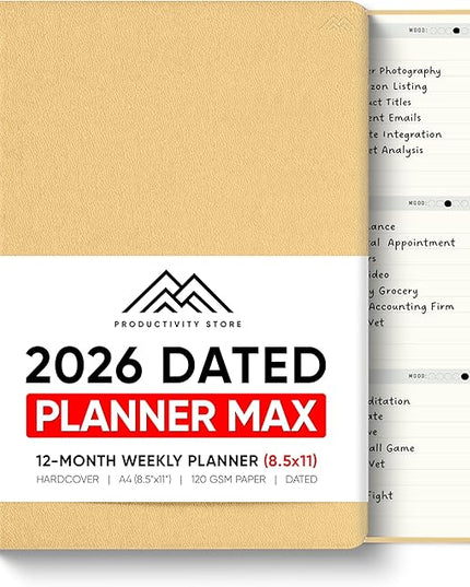 Dated, 2026 Planner, 8.5" x 11" - The #1 Productivity Planner to Achieve Your 2026 Goals - Planner 2026-2027 by PRODUCTIVITY STORE (A4, CREAM)