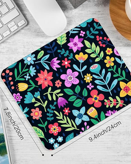 Flower Square Mouse Pad,Non-Slip Rubber Base Mouse Pad,Home Office Decoration Desktop Accessory,Laptop Mouse Pad for Office Laptops,9.4x7.8x0.12inch 9