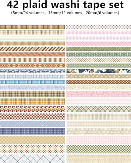 Bomichi Washi Tape, 42 Rolls Aesthetic Colored Decorative Cute Scrapbook Tape for Scrapbooking Supplies Journaling Craft Junk Journal