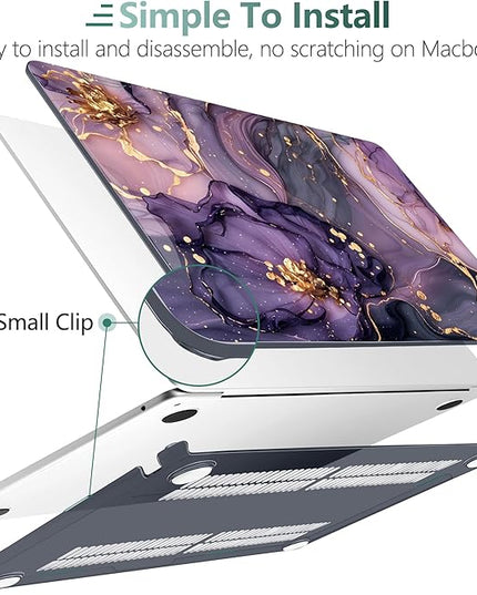 DONGKE for M4 MacBook Air 13.6 Inch Case 2025 2024 2023 2022 Model A3240 A3113 A2681 M3 M2 Chip, Plastic Hard Shell Case Cover with Touch ID for MacBook Air 13 Inch M4 - Purple Hydrangea