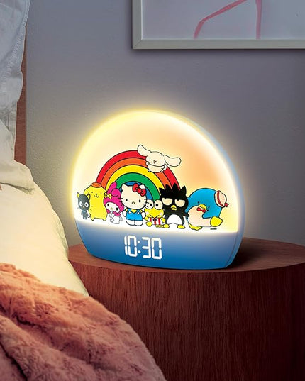 Hello Kitty and Friends Sunrise Alarm Clock - Multicolor Lights, USB Charging, LED Display, and Snooze Function