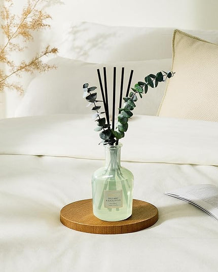 COCORRÍNA Eucalyptus & Wild Mint Reed Diffuser – 6.76 oz Essential Oil with Sticks & Dried Eucalyptus, Home Fragrance for Bedroom or Bathroom Décor