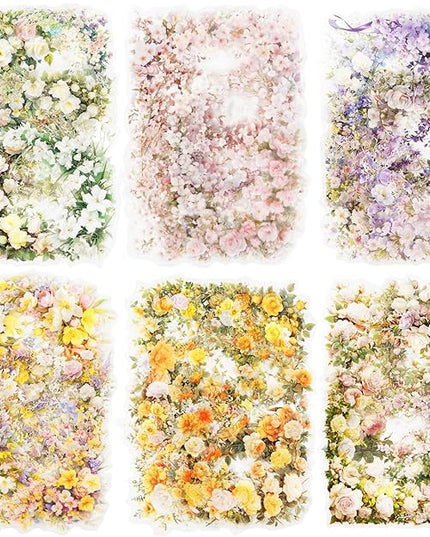 MiyouLuna 60 Pcs Vintage Flower PET Stickers Set, Large Floral Corner Stickers for Scrapbooking, Journaling, DIY Crafts, with Organizer