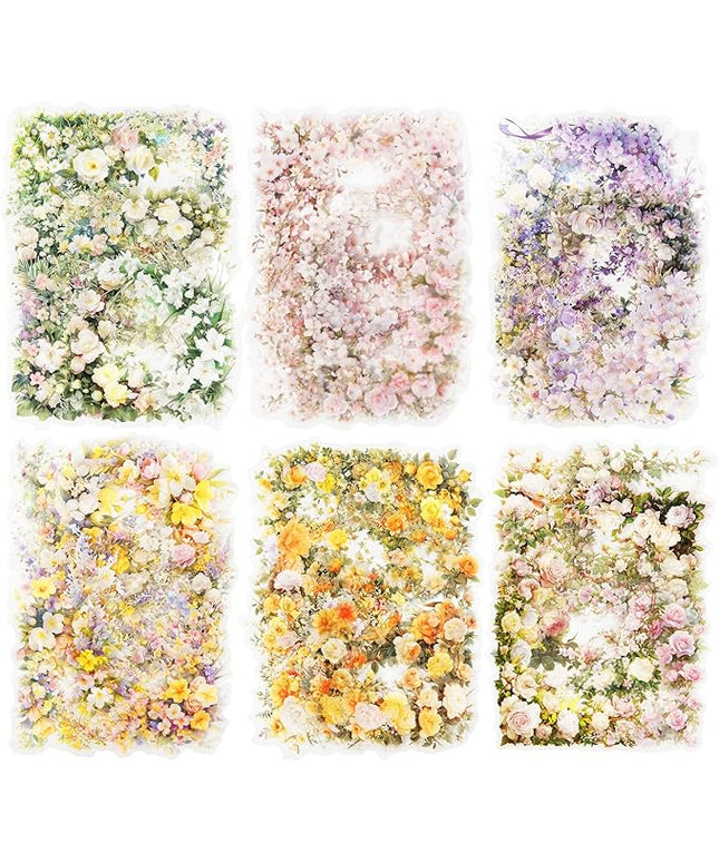 MiyouLuna 60 Pcs Vintage Flower PET Stickers Set, Large Floral Corner Stickers for Scrapbooking, Journaling, DIY Crafts, with Organizer
