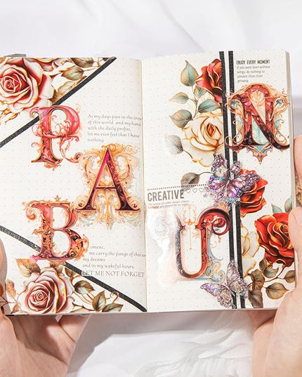 AuriicLeaf Baroque Alphabet Scrapbook Stickers Set, 156PCS Letters Ephemera for Scrapbooking, Junk Journaling, Crafting, DIY Projects, Diaries, and Art Supplies