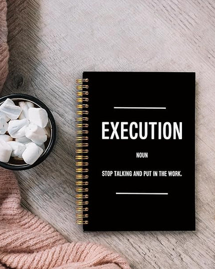 Execution Definition Motivational Notebook Journal, Inspirational Office Gifts for Coworkers Women Men, Inspiring Work Spiral Notebooks 5.5x8.3 Inch