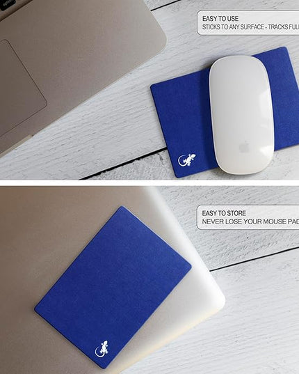 Mouse Pad Adhesive Bottom - Sticks to Any Surface - Portable - Webcam Covers and Screen Cleaner Included (Navy)