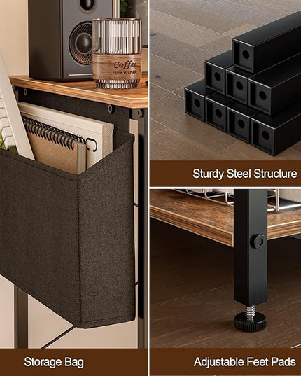 Grandder 40 Inch L Shaped Computer Desk with Reversible Storage Shelves, Home Office Corner Desk Study Writing Table with Hutch, Study, Rustic Brown