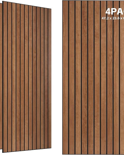 TO-TH Wood-Look Sound Panels, 4 Pack 47.2” x 23.6” Soundproof Wall Panels, Decorative Acoustic Panels,Wood Panels for Wall for Home, Office, Basement, Cherry with Mitered Edges