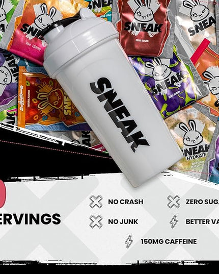 SNEAK Energy Drink Starter Pack | 9 Sachets with Monochrome Shaker | No Sugar. No Nasties. Just Natural Caffeine, Focus-Boosting Nootropics