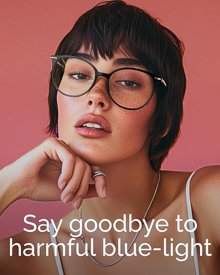 Gaoye Blue Light Blocking Glasses - Trending Round TR90 Frames, Metal Arms, UV400 Protection - Matching Soft Case