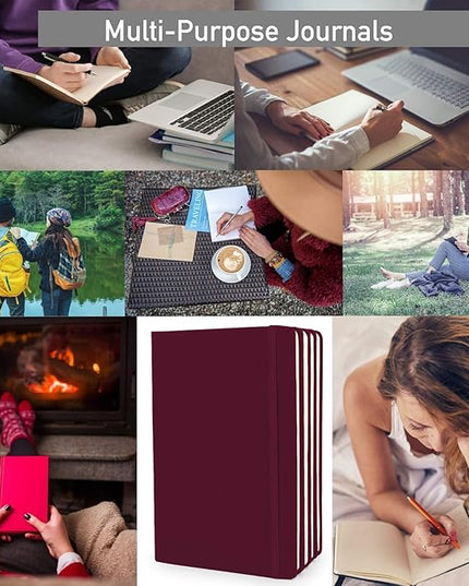 20 Pack Bulk A5 Dotted Hardcover Notebooks, 192 pages, 5.7" x 8.4", Writing Journal for Work, Travel, Business, School & More, Grid Notebook for Men & Women - Wine