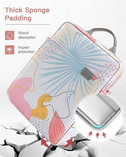 MoKo 15 Inch Laptop Sleeve Bag Fits MacBook Air 15" M2 2023, MacBook Pro 14" M2 2023, Galaxy Tab S9 Utra 14.6" 2023, Handle Carrying Case with Shoulder Strap, Tropical Leaf