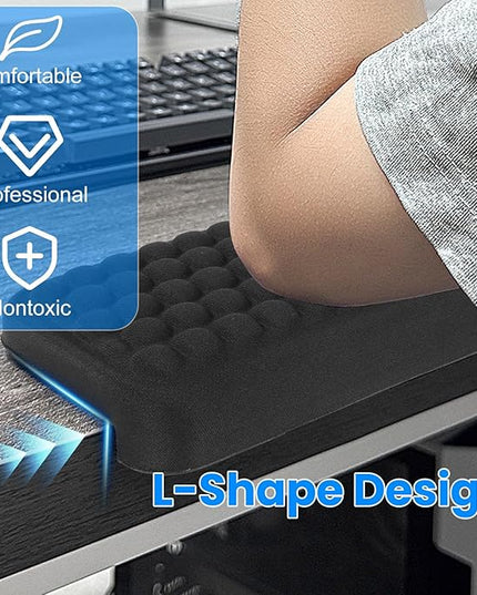 L-Shaped Desk Elbow Pad for Desk, Memory Foam Elbow Pads with Non-Slip Base, 2-Piece Ergonomic Desk Edge Cushion for Office Work, Computer Keyboard and Home Use