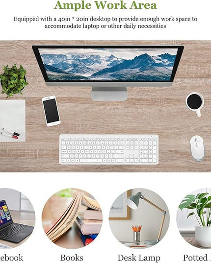 PayLessHere | 39 Inch Computer Desk | Nature | Office Desk with Metal Frame, Adjustable Feet | Water-Resistant, Scratchproof Surface | Sturdy Writing Table for Home Office or Study | Pack of 1