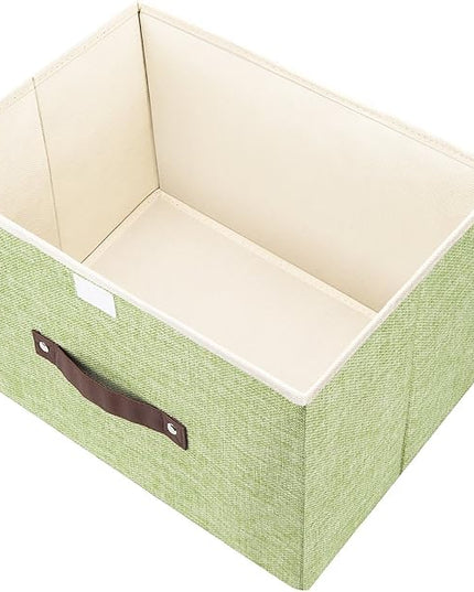 TYEERS Foldable Storage Boxes with Lids 5 Pack Fabric Storage Bins with Lids, Closet Organizers for Clothes Storage, Room Organization, Office Storage, Toys - Green