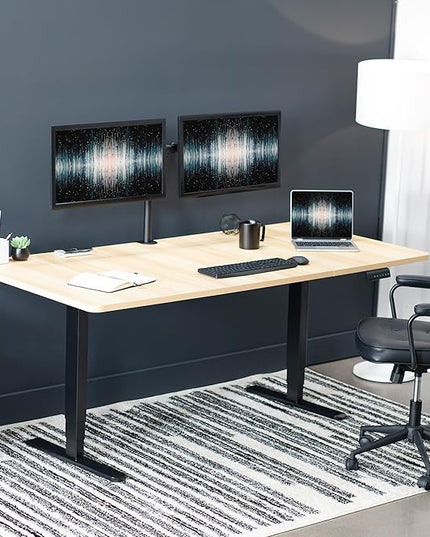 VIVO Electric 71 x 36 in Dual Motor Sit Stand Desk, Memory Height Adjustment, 2B Series, Light Wood Top Black Frame, DESK-KIT-2B7C-36