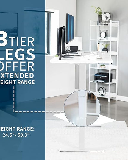VIVO Electric 83 x 30 in Dual Motor Sit Stand Desk, Memory Height Adjustment, 2B Series, White Top White Frame, DESK-KIT-2W8W