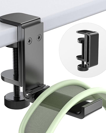 Headphone Stand for Desk – Aluminum Headset Stand with Foldable Hook, Headphone Holder Clamp Mount for Gaming Accessories, Space-Saving Under Table Headset Hanger