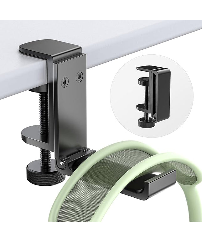 Headphone Stand for Desk – Aluminum Headset Stand with Foldable Hook, Headphone Holder Clamp Mount for Gaming Accessories, Space-Saving Under Table Headset Hanger
