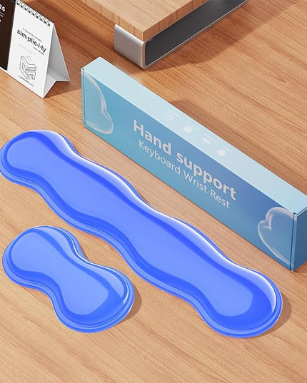 Gel Keyboard and Mouse Wrist Rest Set, Comfort Ergonomic Wrist Support, for Wrist Pain Relief, Computer Keyboard Wrist Rest (Blue)