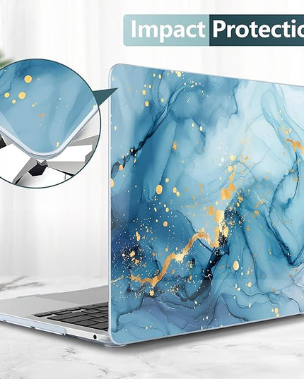 DONGKE Compatible with MacBook Pro 13 inch Case 2024 2023-2020 Release A2338 M2/M1 A2251 A2289 with Retina Display & Touch ID, Plastic Hard Shell & Keyboard Cover & Screen Film - Fluid Flows